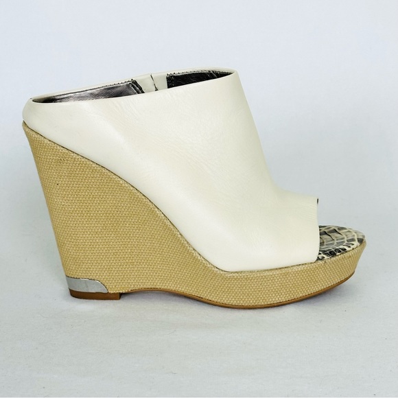 SAM EDELMAN Kylie Cream Leather Platform Espadrille style wedge heels, Size 7 - Picture 7 of 16